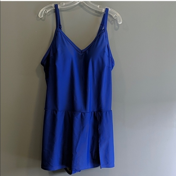 Cacique Other - Swim by Cacique No Wire Blue v-neck Swim Dress 22